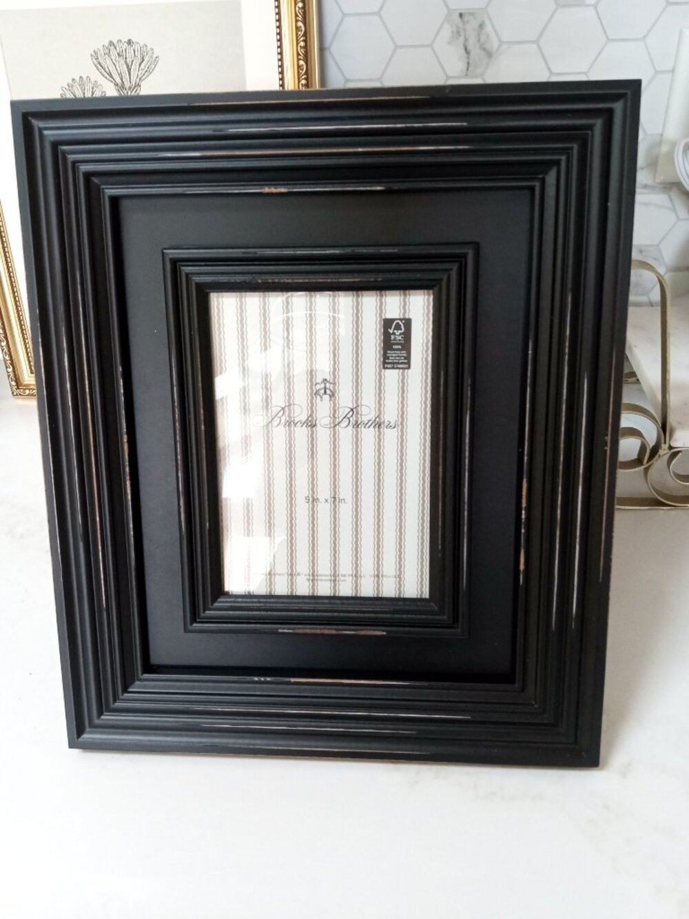 NEW! DISTRESSED BROOKS BROTHERS LARGE 12" x 14" BLACK FRAME